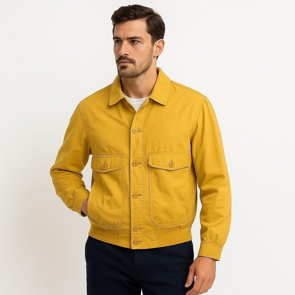 Vtg Paul & Shark Yachting Harrington Jacket M Italy‎ Mustard Resin-Coated Cotton